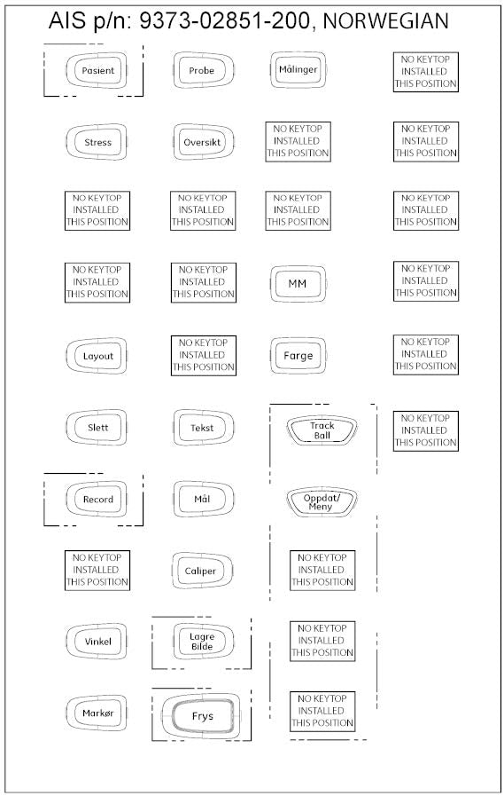The image displays a sheet of labels or stamps with various Danish words and a part number