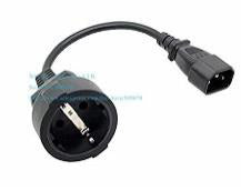 This is an IEC 320 C14 Male to Europe Schuko Female Socket short adapter cable
