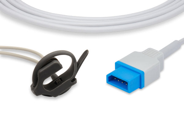 Reusable SpO\u2082 sensor, also known as a pulse oximeter probe, used for non-invasive oxygen saturation monitoring