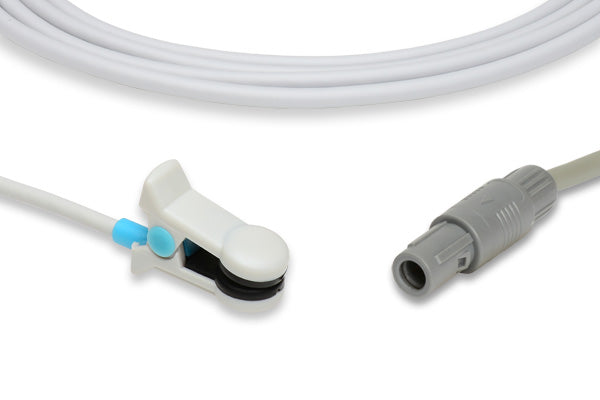 Displays a reusable adult ear clip SpO2 sensor