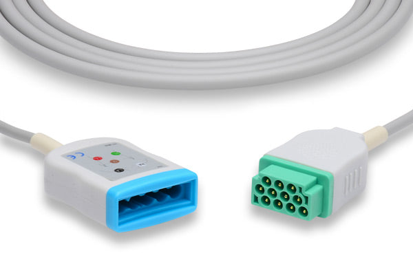 Medical ECG trunk cable, specifically a GE Healthcare compatible 11-pin connector for patient monitors