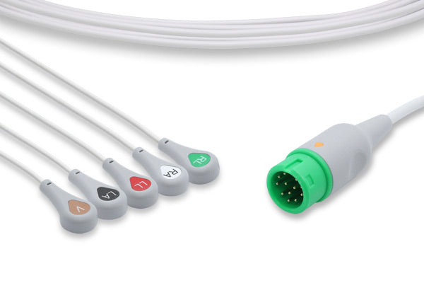 ECG (electrocardiogram) lead wires and a trunk cable used for patient monitoring.