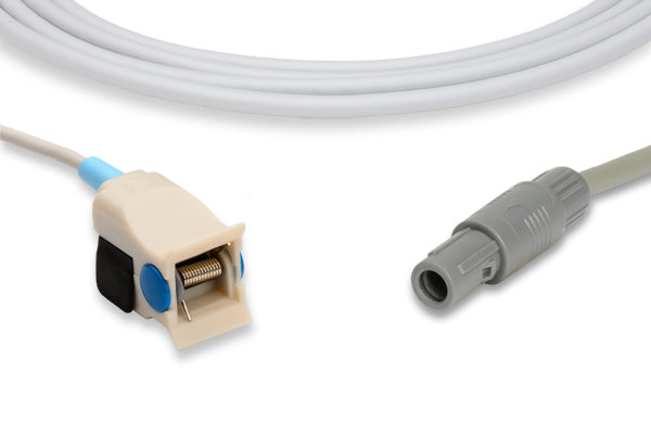 SpO₂ sensor probe used with pulse oximeters and patient monitors to measure oxygen saturation and pulse rate.