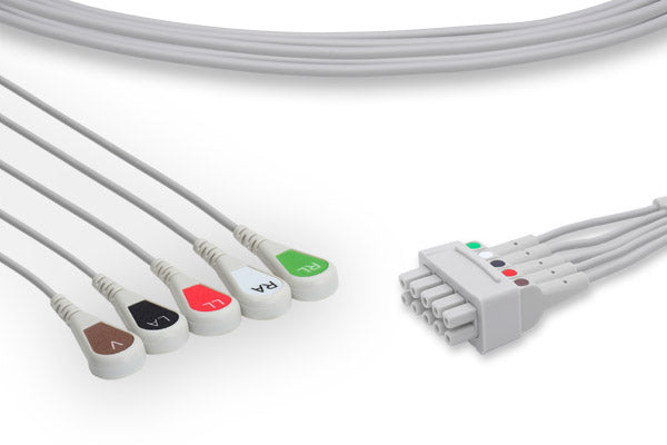 ECG (electrocardiogram) lead wires and a trunk cable used for patient monitoring.