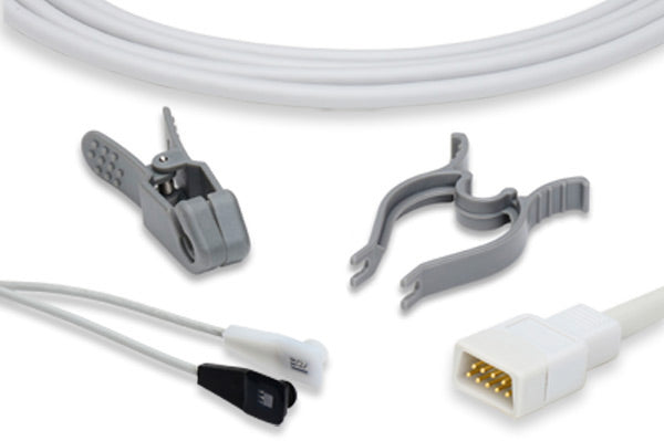 Veterinary short SpO2 sensor with multi-site clips and a connector cable