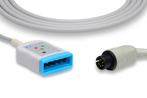 ECG trunk cable used with patient monitors in medical settings.