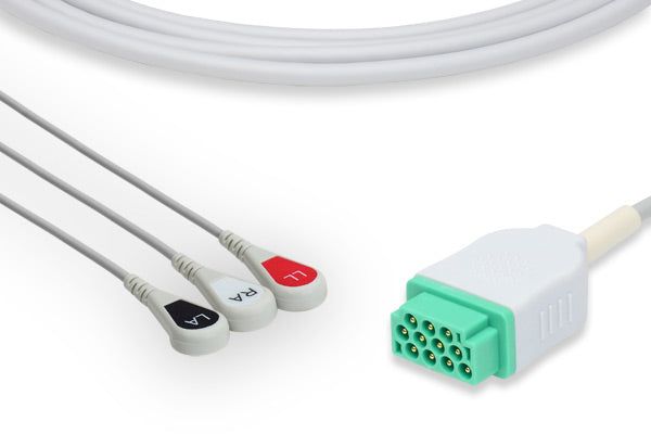 3-lead ECG leadwire set Used with patient monitors for electrocardiogram (ECG) monitoring