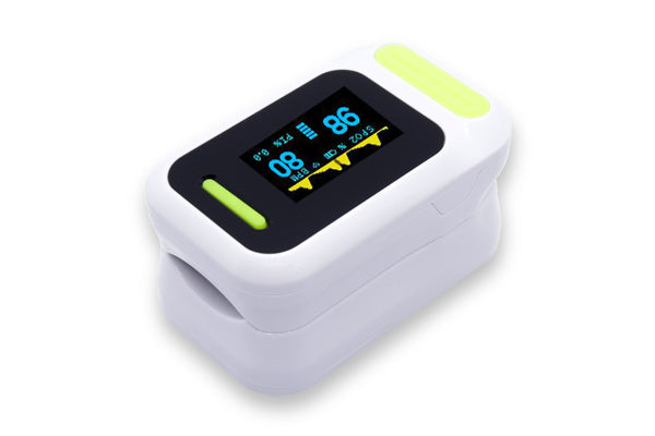 Fingertip pulse oximeter, a medical device used to monitor health vitals.