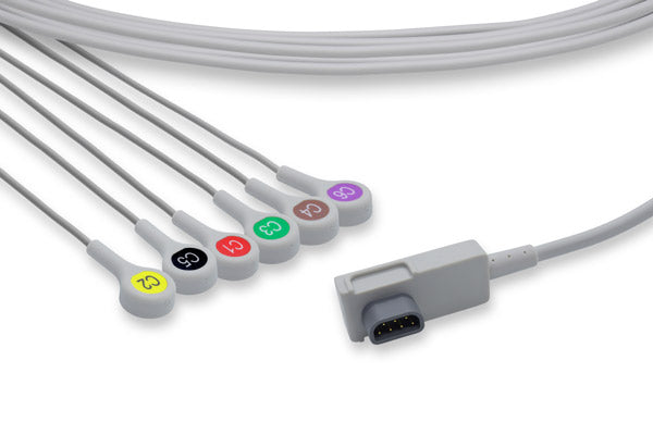 Medical ECG (electrocardiogram) cable with snap connectors.