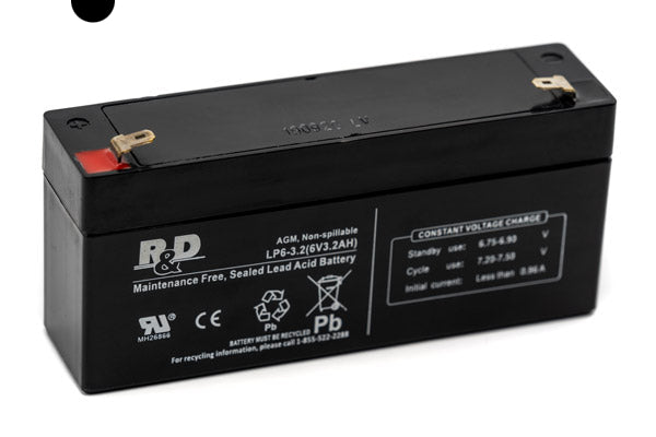 R&D LP6-3.2 sealed lead acid (SLA) AGM battery.