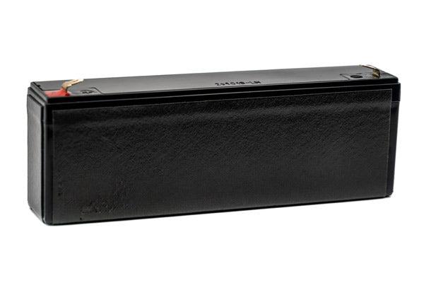 Rechargeable 12V sealed lead-acid (SLA) battery.