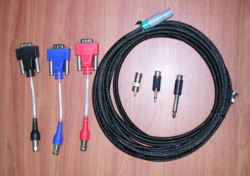 This is a VGA to component video breakout cable. It is used to connect devices with component video outputs (YPbPr) to a VGA monitor or projector that accepts a component signal