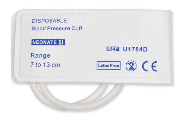This is a disposable non-invasive blood pressure (NIBP) cuff for neonates, size #4.