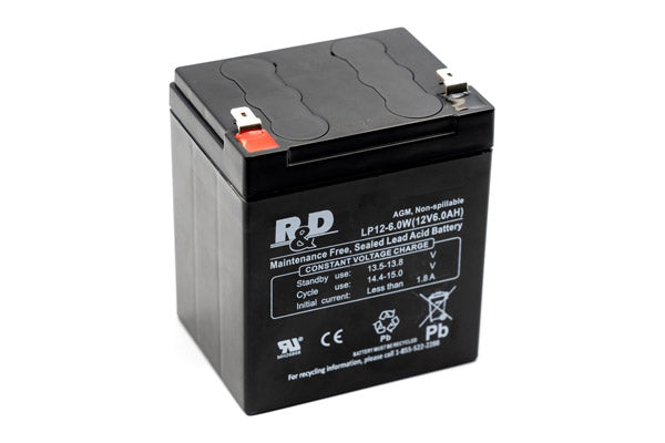 R&D (or Leoch-compatible) LP12-6.0W sealed lead acid battery