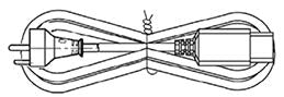 This is a standard European power cord, likely a Continental Europe (CEE 7/7 Schuko or French type) plug to an IEC 60320 C13 connector, as shown in a technical drawing