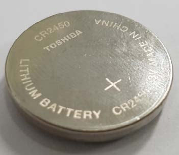 This is a Toshiba CR2450 3V Lithium Coin Cell Battery