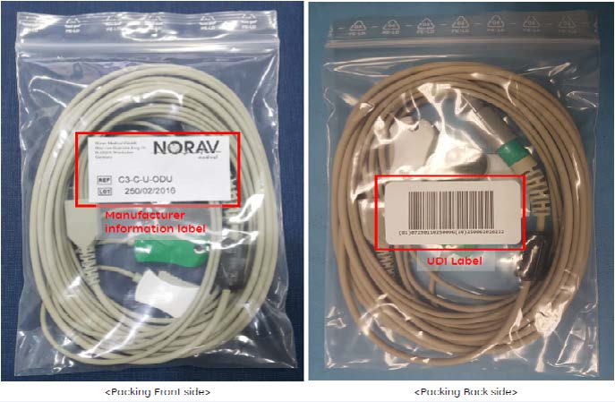 This is a Norav 3-Lead ECG Cable, a medical accessory used with an ECG machine to monitor a patient's heart
