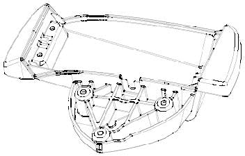 This image is a technical drawing of a John Deere mower deck mulch cover