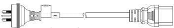 This is a technical drawing of an India Type M to IEC C13 power cord