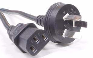 This is an IEC C13 power cable with an Australian/New Zealand AS/NZS 3112 3-pin male plug.