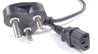 This is an IEC C13 to India Type D 3-pin power cable.