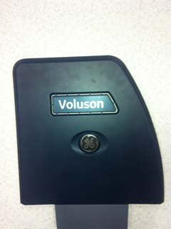 This appears to be a component or face cover for a GE Healthcare Voluson ultrasound machine