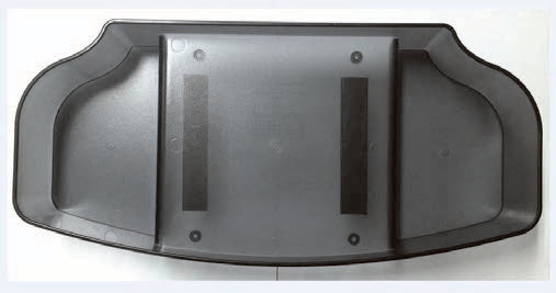 This is a black plastic rear parcel shelf or load cover, likely for a Hyundai Kona or a similar vehicle