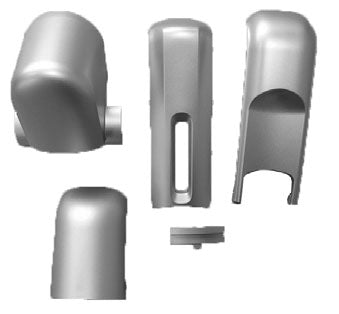 The items shown are the components of a commercial hand dryer cover