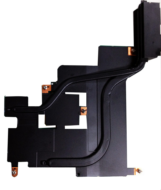 The image displays a laptop CPU heatsink, a crucial component for thermal management in computers