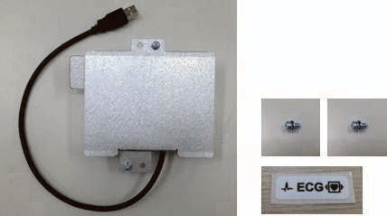 This appears to be a prototype or custom-built ECG (Electrocardiogram) device enclosure, likely for medical or educational use.