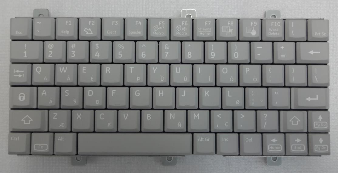 This is a replacement laptop keyboard, specifically identified as a grey Compaq Ultra 2000 keyboard, or a keyboard used in medical equipment like GE Healthcare ultrasound machines