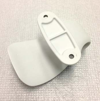 This is a marine clamshell vent cover, also known as a wire or cable cover, made from white plastic or nylon