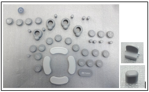 These are universal toilet seat buffers/bumpers, typically made of plastic or rubber, used to provide cushioning and stability for toilet seats and lids