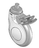 This is a swivel caster with a brake
