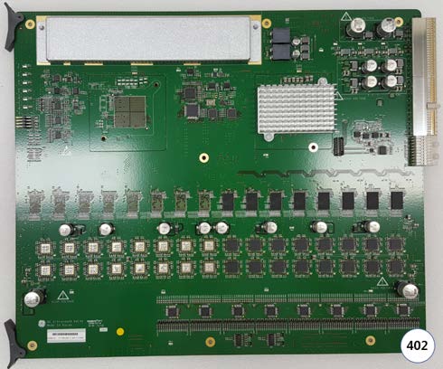 This is a GE Healthcare BF64D beamformer printed circuit board (PCB).