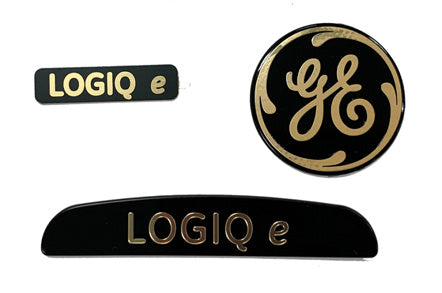 The image shows the logos for the GE LOGIQ e portable ultrasound machine