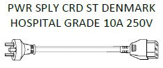 The image displays a technical drawing and specifications for a power supply cord.