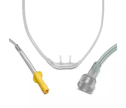This is a Medtronic Microstream Advance oral/nasal CO₂ sampling line with O₂ tubing, a medical accessory used in patient monitoring