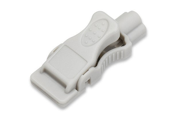 A banana to tab adapter, used primarily in medical settings to connect ECG lead wires to tab-style electrodes