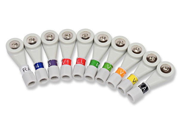 EKG electrode snap adapter set compatible with GE Healthcare monitors, designed for secure ECG lead connections.