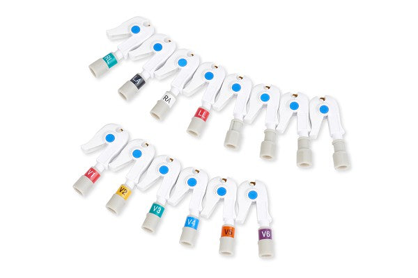 Used to connect standard banana-style ECG cables to pinch/grabber style electrodes.