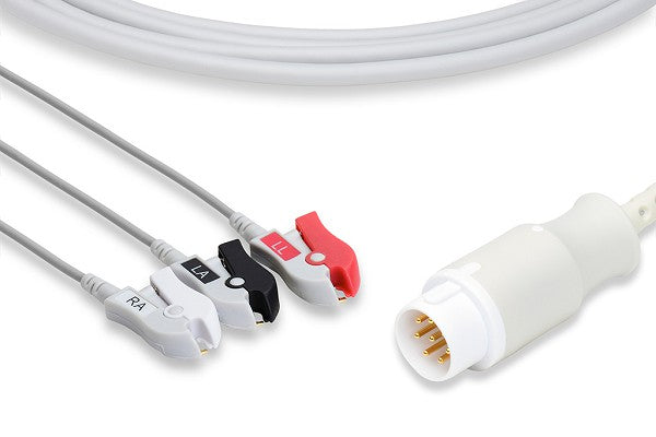 Direct-connect, 3-lead ECG cable with pinch/grabber connectors