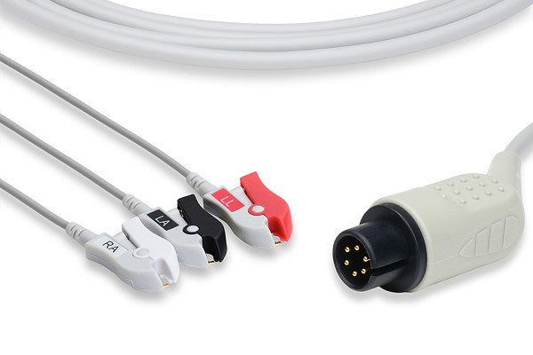 Direct-connect, 3-lead ECG cable with pinch/grabber connectors