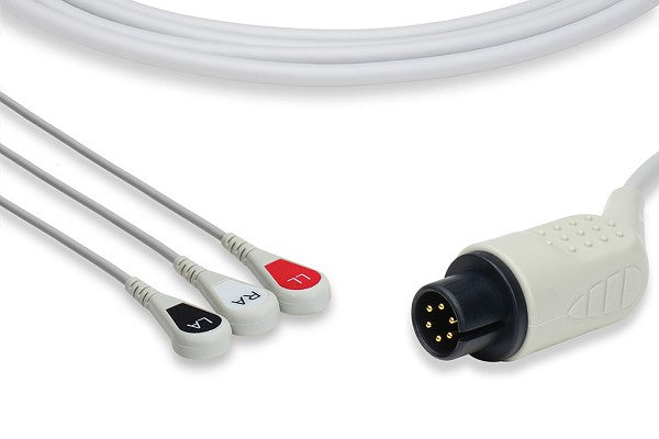 Direct-connect, 3-lead ECG cable with pinch/grabber connectors
