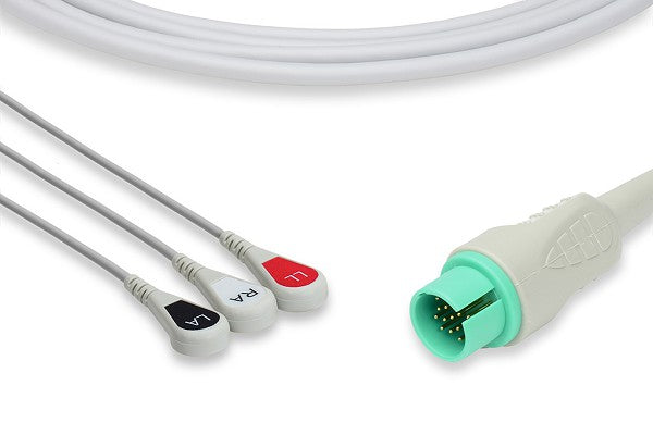 Mindray 3-lead direct-connect ECG cable with snap connectors. It is used with compatible patient monitors for electrocardiogram monitoring