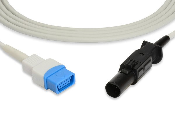 Corometrics SpO2 adapter cable connects a 9-pin SpO2 sensor to a compatible patient monitor.