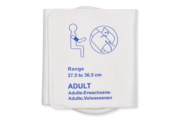 This is an adult size disposable Non-Invasive Blood Pressure (NIBP) cuff.
