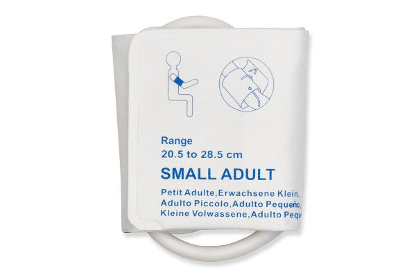 Pediatric blood pressure cuff used for non-invasive blood pressure (NIBP) monitoring.