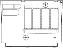 This image is a top-down technical drawing, likely a CAD (Computer-Aided Design) block or floor plan, of a furniture arrangement or a specific product component