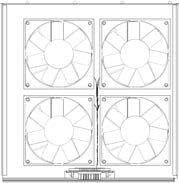 This appears to be a technical drawing of a fan tray used for cooling equipment racks